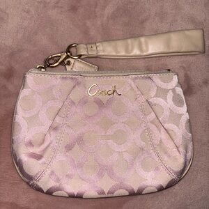 Coach Light Pink Signature Wristlet